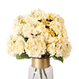 Artificial Flowers Silk Hydrangea Flowers With 5 Big Heads Fake Flower Bunch Bouquet For Home Wedding Party Decor Diy (Champagne?5 Flower Heads)