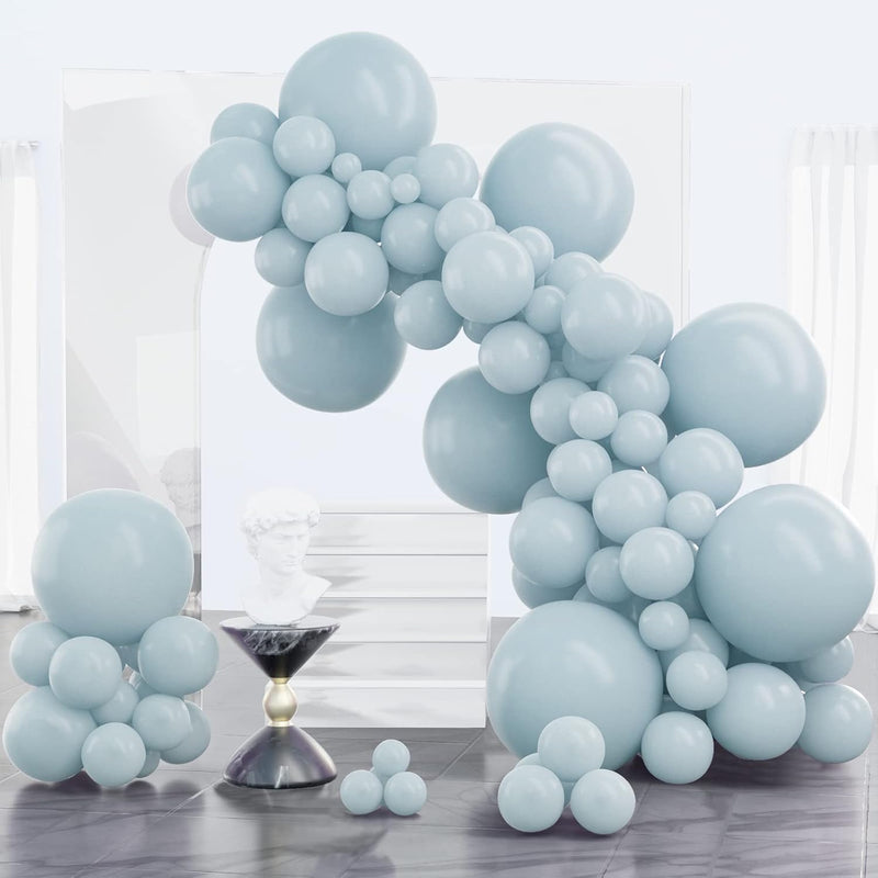 Pale Aqua Balloons, 100 Pcs Boho Blue Balloons Different Sizes Pack Of