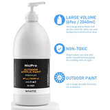 White Large Outdoor Acrylic Paint Set (69 Oz, 2040 Ml) Rich Art Painting Supplies Non Toxic Multi Surface Paint For Canvas, Wood, Leather, Fabric Stone Craft, Concrete, Wall, For Beginners, Artists & Adults With Pump