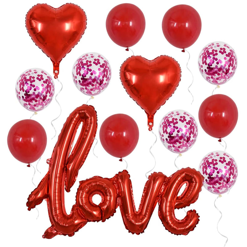 42 Inch Large Red Love Foil Balloons, Pack Of 13, Mylar Foil Love Ball