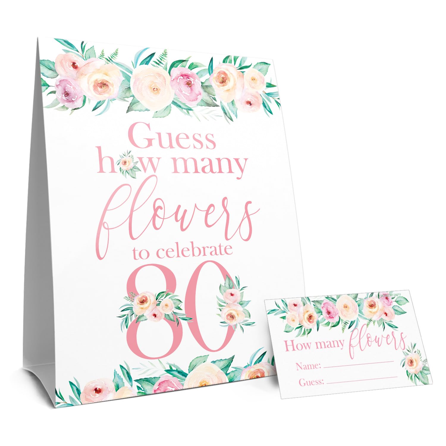 80Th Birthday Party Game – How Many Flowers – Pink Floral Birthday Games For Adults, Flower Garden Theme