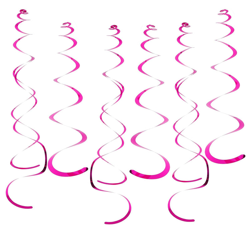 30 Pcs Party Swirl Decorations Hot Pink Shinny Foil Hanging Swirl Deco