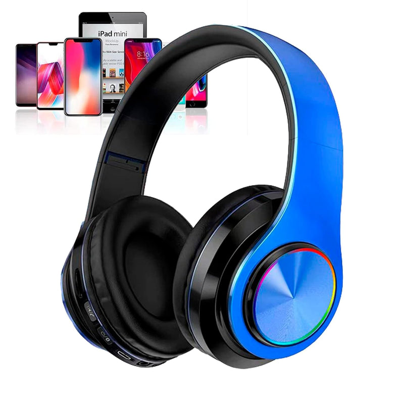 Kids Bluetooth Over Ear Headphones, Colorful Led Lights Headphones With Built-