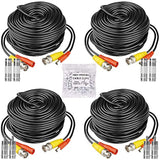 4 Pack 30M/100Ft All-In-One Bnc Video Power Cables, Extension Surveillance Camera Cables For Cctv Security Dvr System Installation, Free 8Pcs Bnc Connectors And 100Pcs Cable Clips (Black)