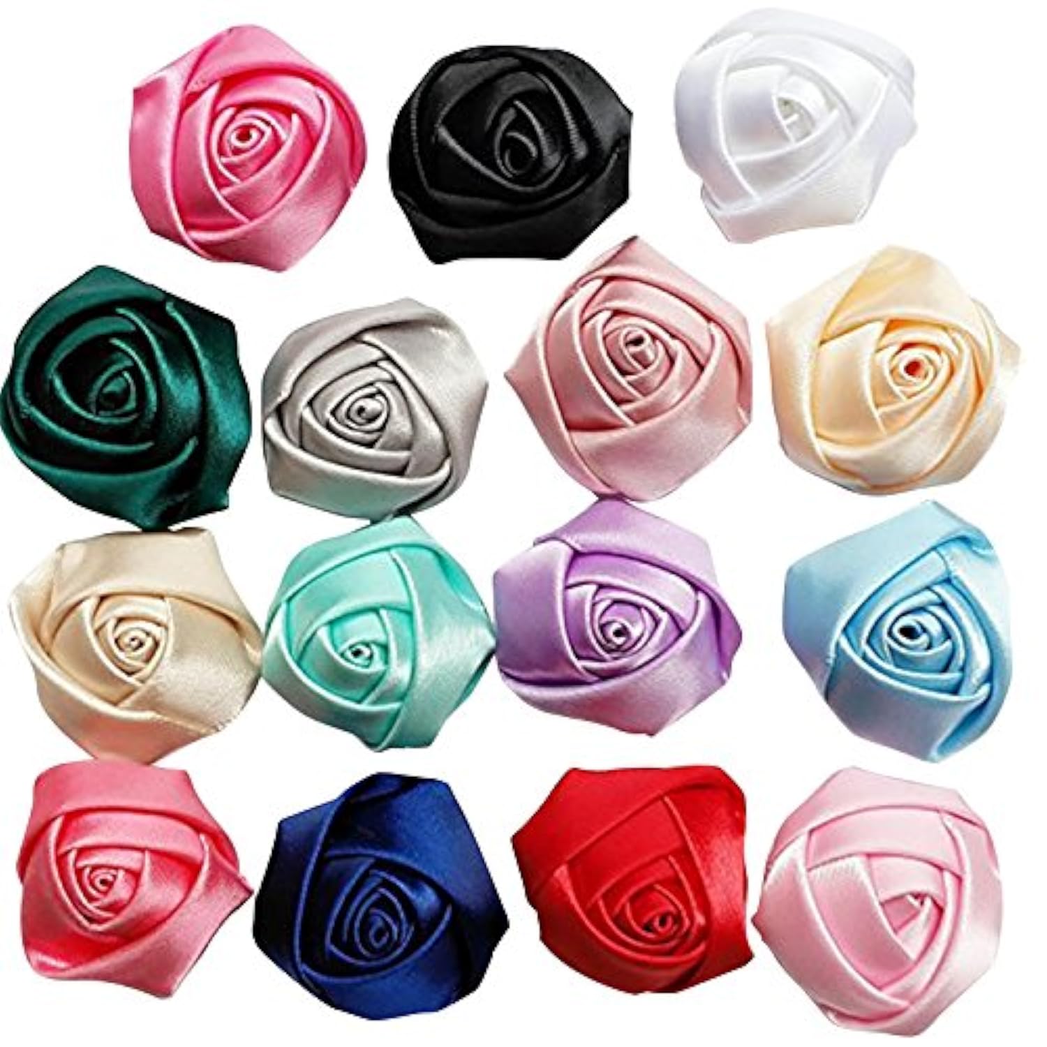 30Pcs Assorted Satin Ribbon Rose Flowers Bows Craft Mix Lots (Ribbon R