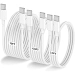 3-Pack 60W USB C to C Cable [3.3FT+6.6FT+10FT] Fast Charging for iPhone/Samsung