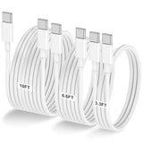3 Pack 60W USB C to USB C Fast Charging Cable Set 3.3FT 6.6FT 10FT for iPhone 17 16 15 MacBook iPad Samsung