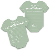 Baby Shower Advice & Prediction Cards - For 50 Guests - Green Onesie Double Sided Advice + Predictions Cards - Minimalist Gender Neutral Baby Shower Decorations & Games For Boys & Girls - (Set Of 50)