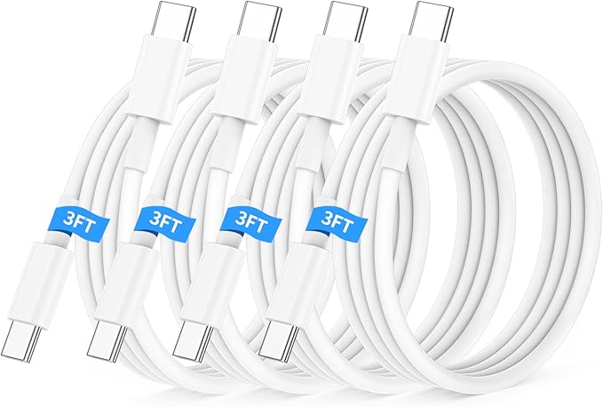 4 Pack 60W USB C to USB C Fast Charging Cable 3FT for iPhone iPad & Galaxy