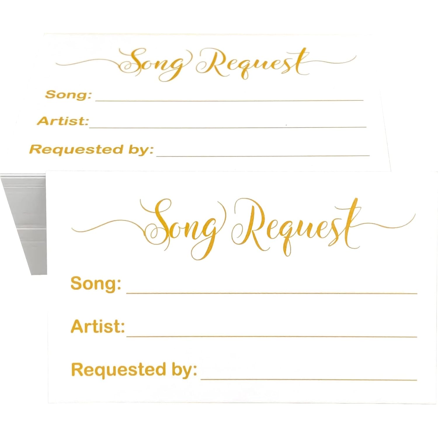 100 Song Request Cards Play Song At Wedding Reception Prom Dance Party Band Dj Karaoke Music Suggestion Note Gold