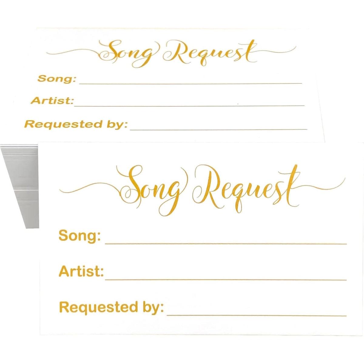 100 Song Request Cards Play Song At Wedding Reception Prom Dance Party Band Dj Karaoke Music Suggestion Note Gold