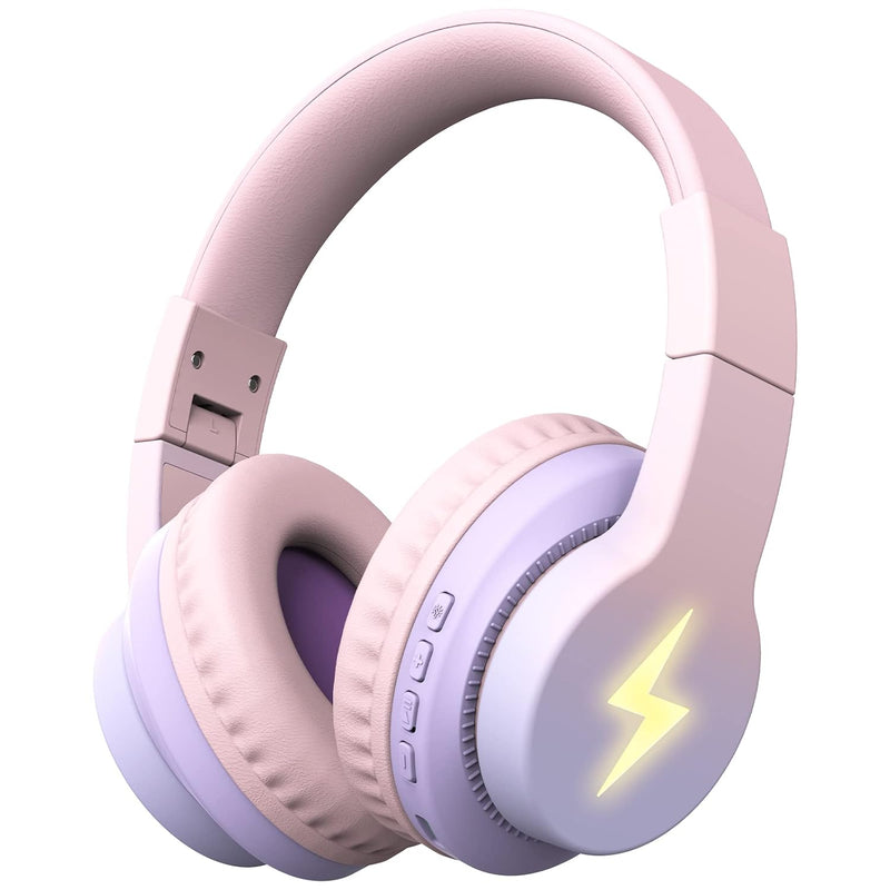 Kids Bluetooth Headphones, Colorful Wireless Over Ear Headset With Led Lights,