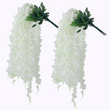12 Pack Artificial Wisteria Flowers, Individually Wrapped, Tangle-Free Fake Hanging Vine Silk Flowers For Home Garden Wedding Party Decorations, Indoor Outdoor Wall Decor (White)