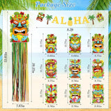 10Pcs Hawaiian Luau Party Decoration - Tropical Tiki Hanging Decor With Aloha Banner For Hawaii Summer Outdoor Door Sign Birthday Supplies - Style 2