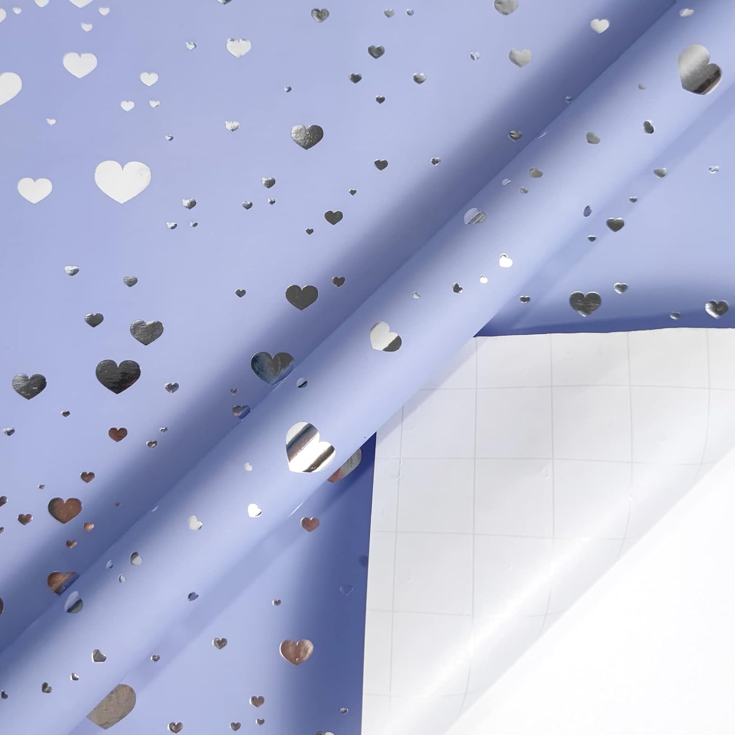 Mini Short Small Wrapping Paper Roll With Cut Lines On Reverse (17" X 120" Per Roll) - Light Purple/Pink/Blue With Gold/Silver Foil For Birthday, Wedding, Baby Shower,Bridal Showers