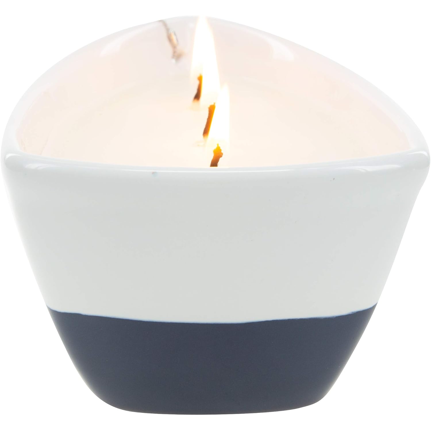 Pavilion Gift Company Life is Better 10 Oz Triple Wick Candle in Ceramic Boat Dish, Blue, 67770, 67770, 67770, 67770