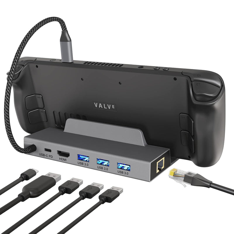 Docking Station For Steam Deck, 6-In-1 Usb C Hub With Hdmi 2.0 4K@60Hz, Gigabi