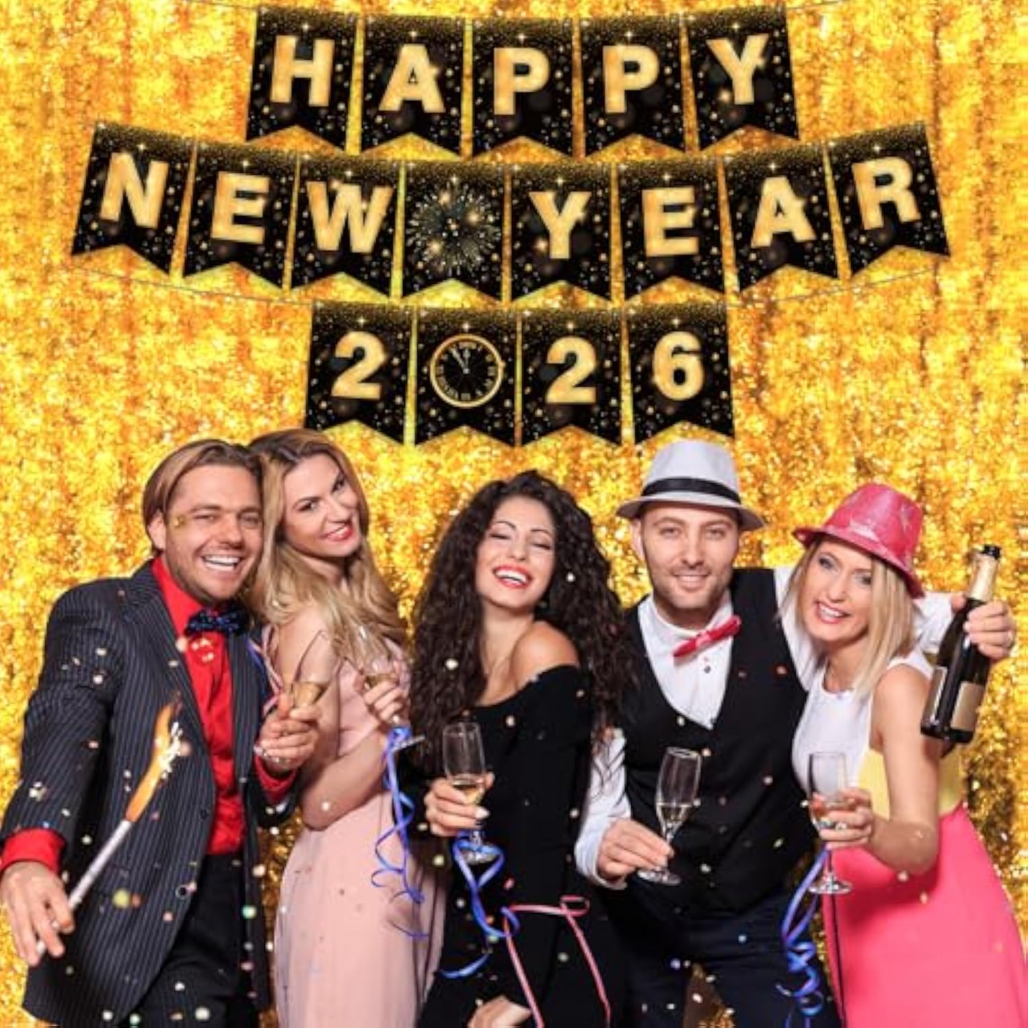 Happy New Year 2026 Banner Sign Party Backdrop Decor