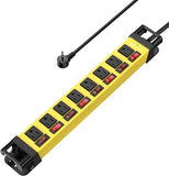 8 Outlet Power Strip Individual Switches 1200J 6Ft Cord Cord Manager Black