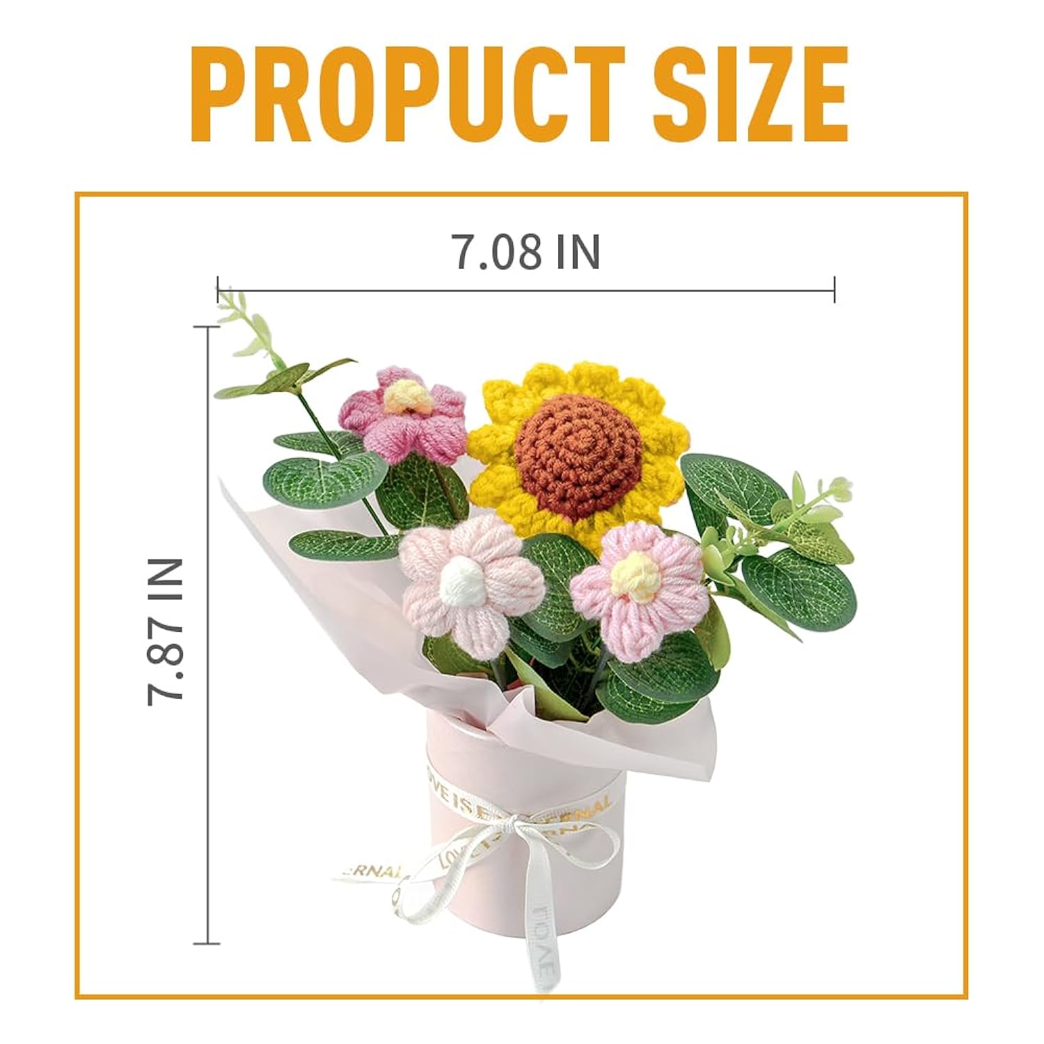 Crochet Medium Sunflower Flower Bouquet: Handmade Knitted Bouquet For Mother'S Day Birthday Home Decor Girlfriend Wedding Grandma Bday Gift(Pink) (Pink)