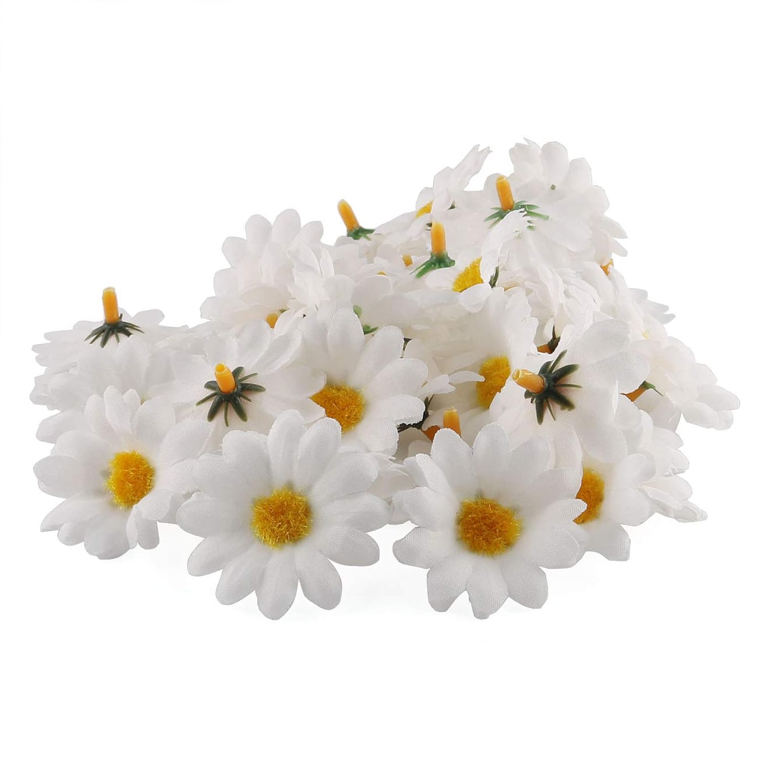 Silk Daisy Flower Head 100Pcs 1.5Inch White Artificial Gerbera Fake Flowers Heads For Wedding Party,Home Decoration And Diy Craft