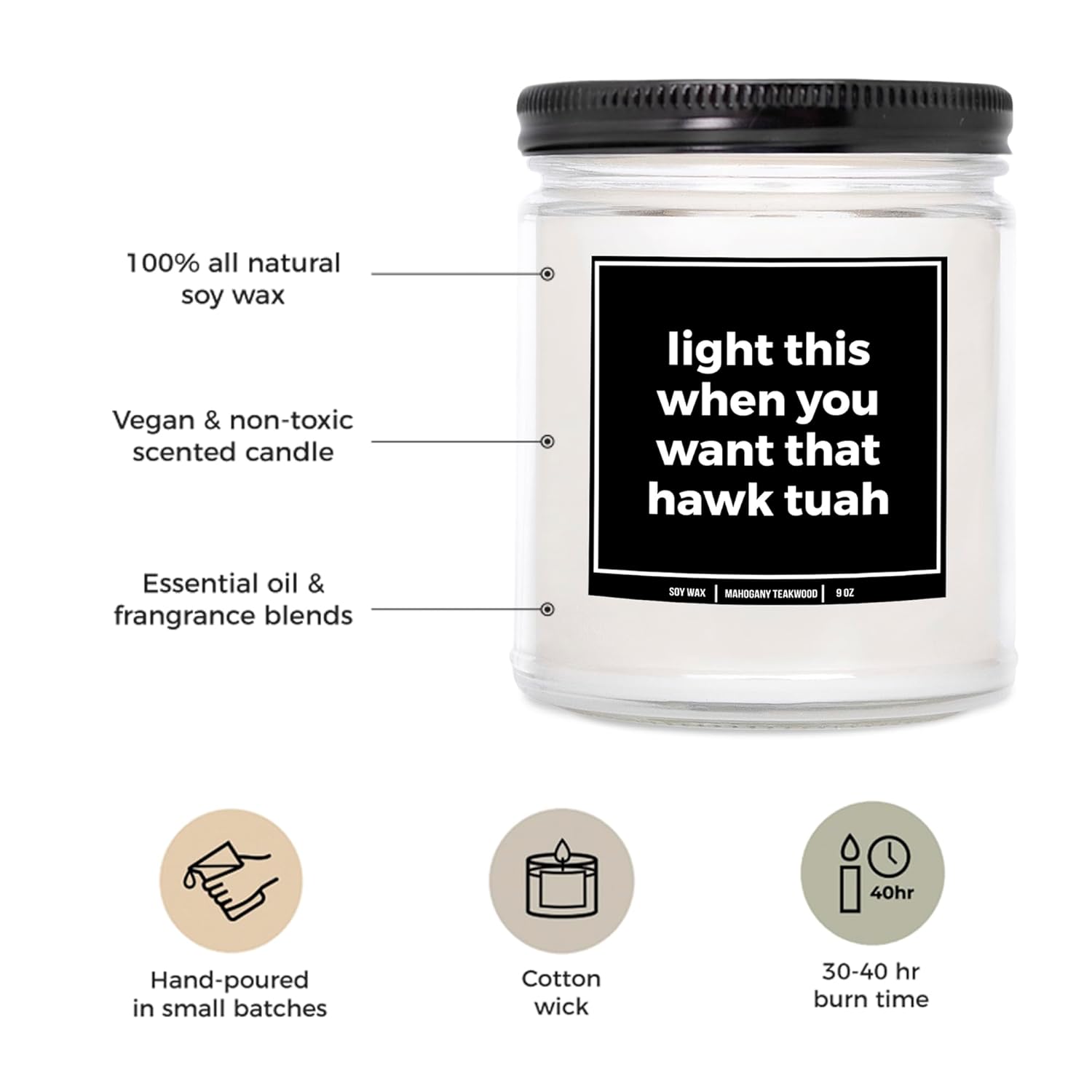 You Nique Designs Funny Candles For Men, Hawk Tuah Candle Gift For Husband, Boyfriend, Him 9Oz, Husband Anniversary From Wife, Naughty Gifts For Men, Boyfriend, Sexy Gifts (Mahogany Teakwood)