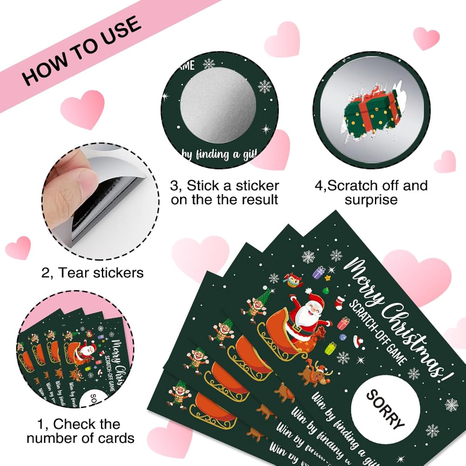 50 Pcs Merry Christmas Scratch Off Game Cards, Funny Christmas Themed Scratch Cards For Lottery Group Games Activity, Birthday Party Supplies, Raffle Tickets For Enterprises Activity