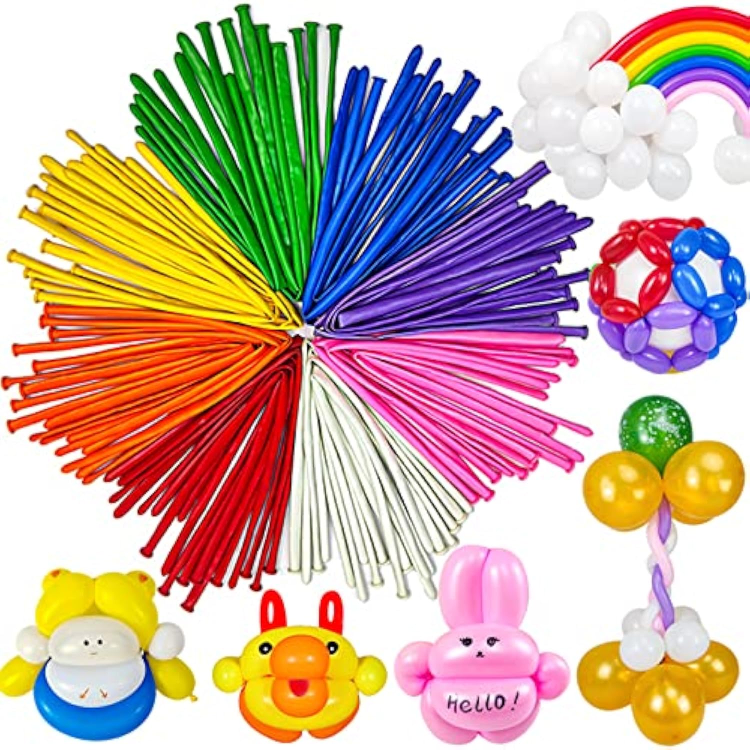 100 Pack 260 Long Balloons Animal Twisting Balloons for Parties