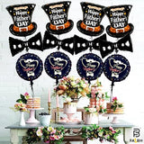 Happy Fathers Day Balloons Set - 12 Pieces | 4 Pieces Giant 31 Inch Bow Balloons | 4 Pieces 25 Inch Hat Balloon | 4 Piece 18 Inch Round Father's Day Balloon, Happy Fathers Day Decorations for Party