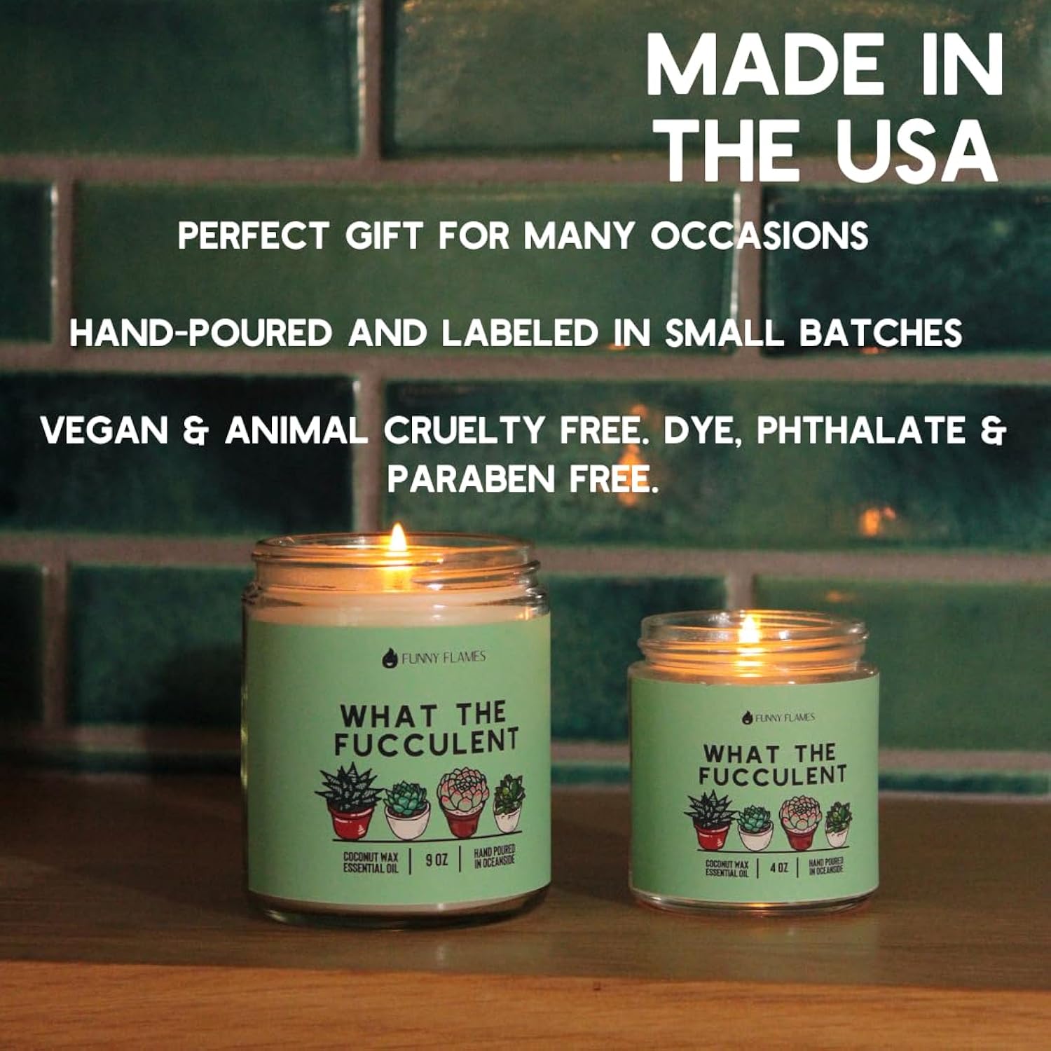What The Fucculent - Candle, 9Oz Fresh Pine Scented, Funny Gifts For Women, Men, Best Friends Birthday Gifts For Women, Friendship Gifts For Her, Funny Gifts, Mom, Coconut Candle
