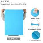 Extra Large Silicone Sheet For Crafts, Thick Silicone Jewelry Casting Mats, Nonstick Nonslip Silicon Mat For Epoxy Resin, Art Painting, Heat- Resistance Counter Mat (20"×27.9", Blue)