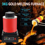 3Kg Gold Melting Furnace Tgf3000,1400W 2000F Digital Electric Melting Furnace With Graphite Crucible For Melt Scrap, Silver, Gold, Copper, Aluminum 110V Refining Casting Furnace