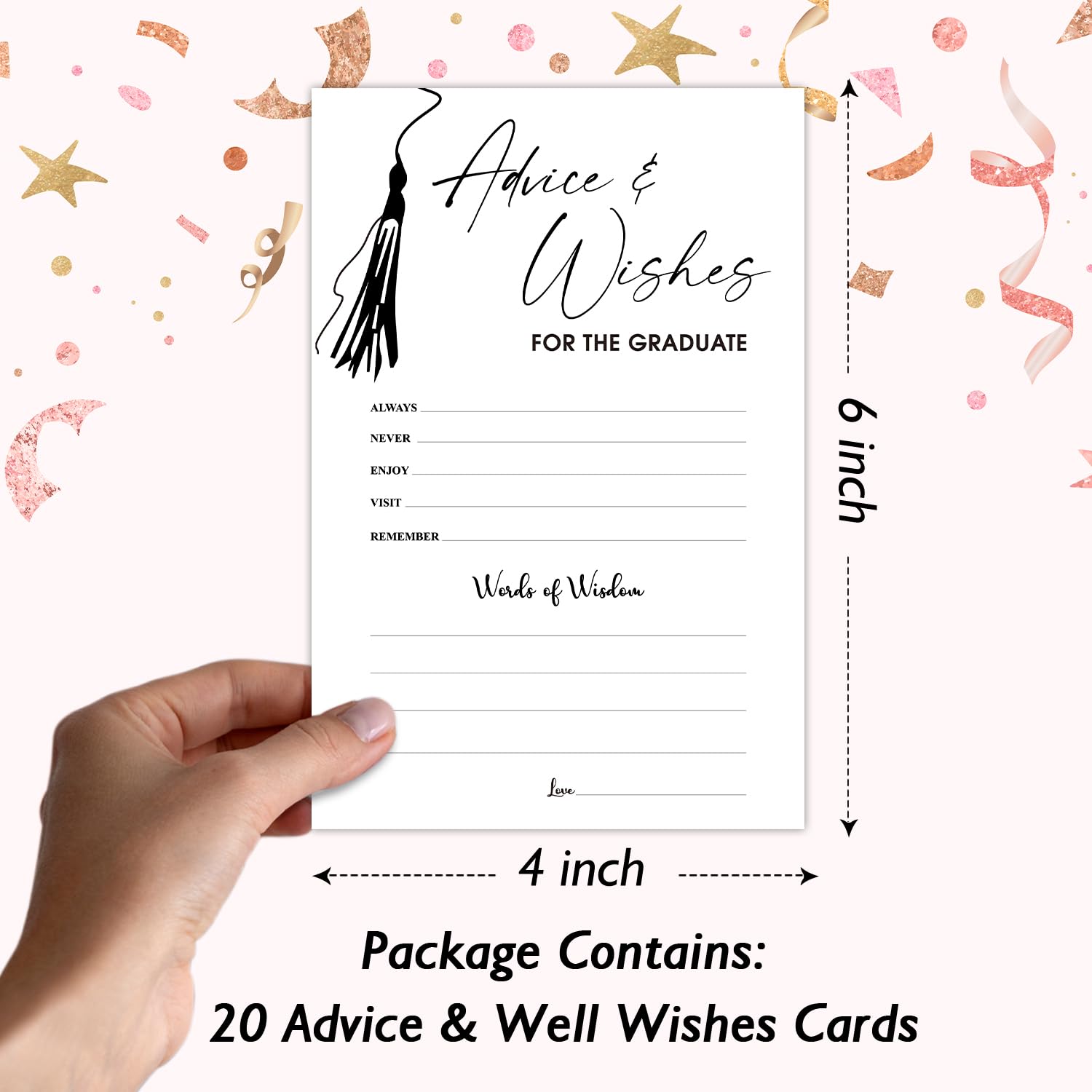 20 Graduation Party Advice And Wishes For The Graduate Cards, Grad Party Announcement Grad Celebration Party Activity Favor Supplies -C02