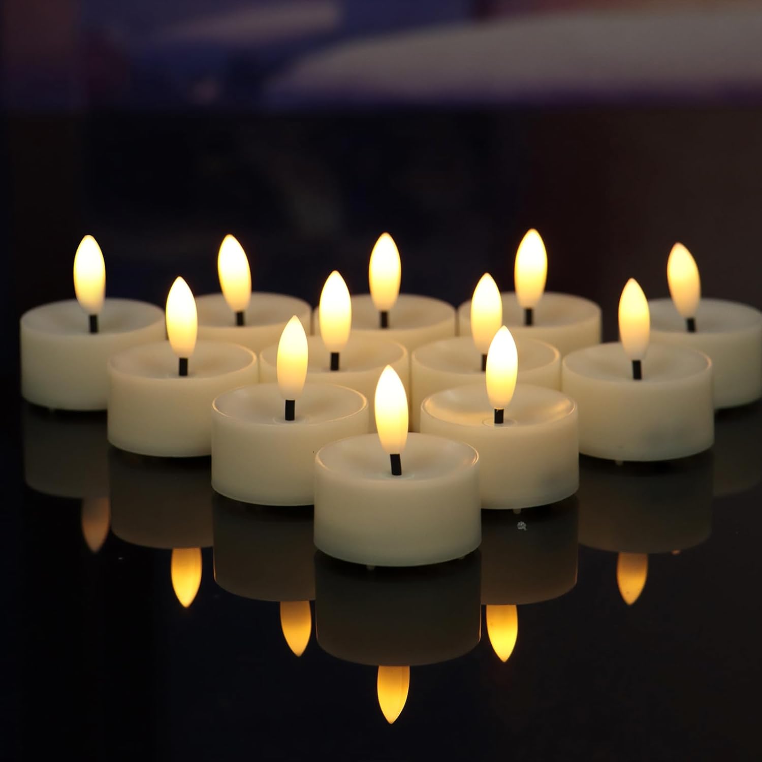 Flameless Led Tealight Candles, Battery Operated Fake Led Lights Electric Flickering Tea Lights For Wedding Party Halloween Christmas Party Theme Party, Holiday Decor Home Decorations, Set Of 12