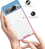 Pixel 9 Pro XL Clear Gradient Case, Slim Shockproof, TPU Bumper - Blue Pink