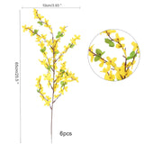 6 Pcs 25.5" Fake Flowers Yellow Flower Silk Artificial Forsythia Branches Long Stem Spring Flowers Artificial For Decoration Indoor Outdoor Wedding Home Bedroom Yard Cemetery