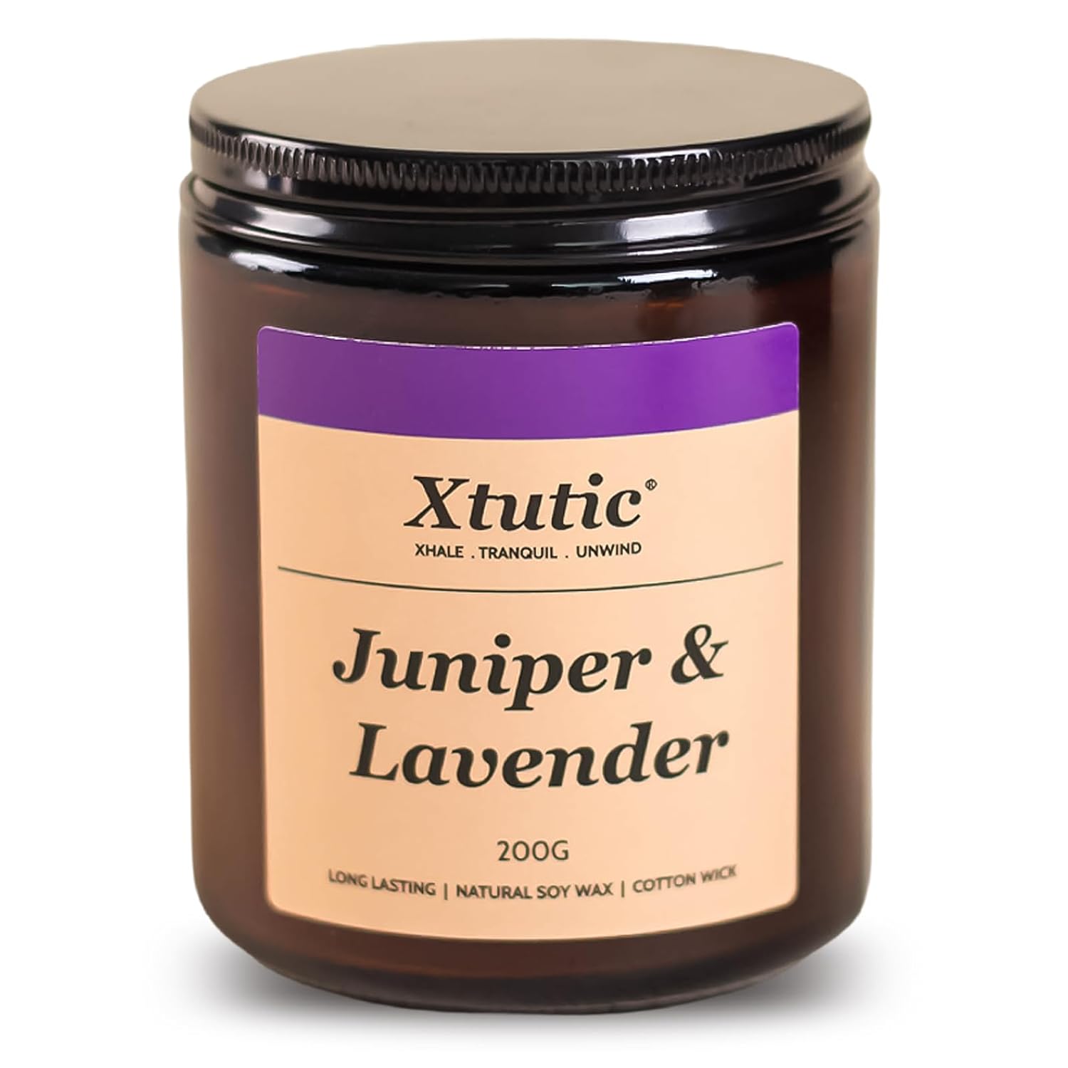 Soy Candle Gifts For Women & Men - 7Oz Brown Scented Candle,50-Hour Burn Time,Aromatherapy Jar For Home Decor,Relaxing Ambiance In Bedroom & Office(Juniper Lavender)