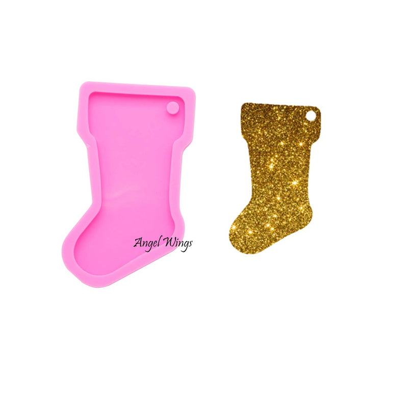 Christmas Sock Shape Keychain Resin Molds Silicone Resin Mold Key Ring Pendant