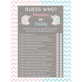 Baby Shower Game 5X7 Inches Set Of 25 (Blue Elephant, Mom Or Dad)