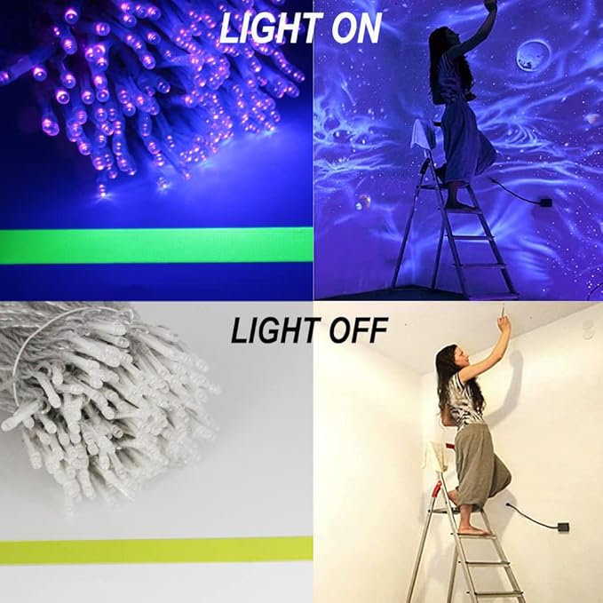 Black Light Curtain String Lights 10FT x 10FT 306 LED UV Glow Party Lights with Remote for Halloween Bedroom Decor