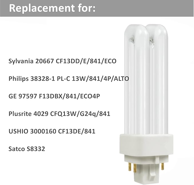 G24Q-1 CFL Light Bulb 13W 4100K Cool White 4 Pin Compact Fluorescent Replacement Lamp