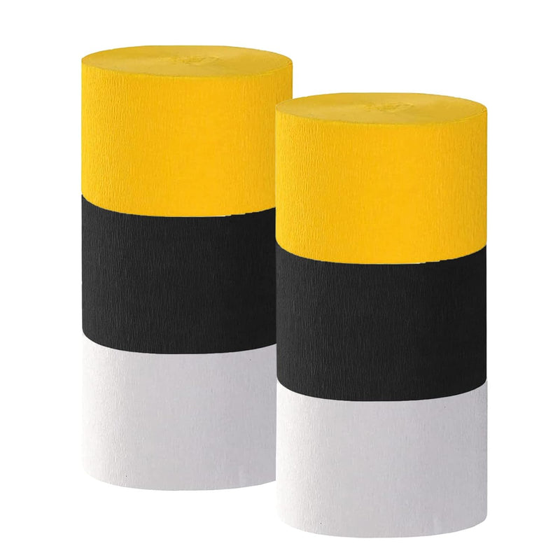 Black And Yellow Crepe Paper Streamers,Party Streamer Decorations For