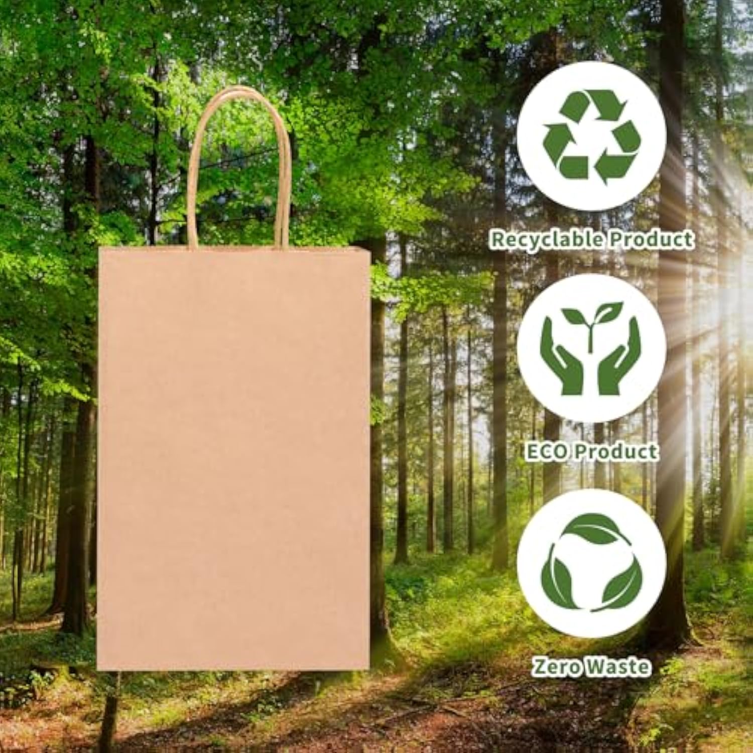 60Pcs Small Gift Bags, 5.25X3.2X8In Brown Paper Bags With Handles Bulk For Gift, Shopping, Birthday, Wedding, Business Party (Kraft)