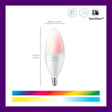 40W Equivalent B12 Smart Candle LED Bulb E12 Base Full Color Matter Compatible 1 Pack