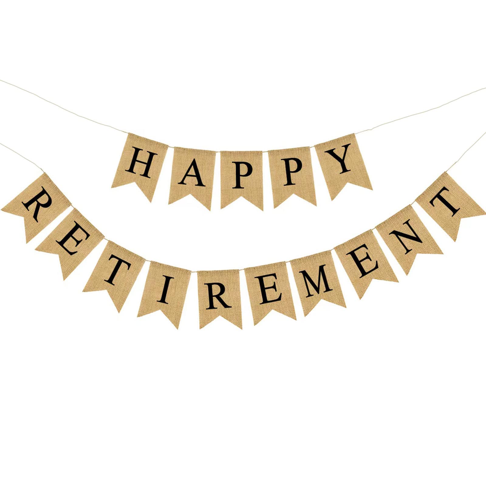 Happy Retirement Banner - Burlap Decorations, Reusable Bunting Garland for Men and Women