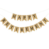 Happy Retirement Banner - Burlap Decorations, Reusable Bunting Garland for Men and Women