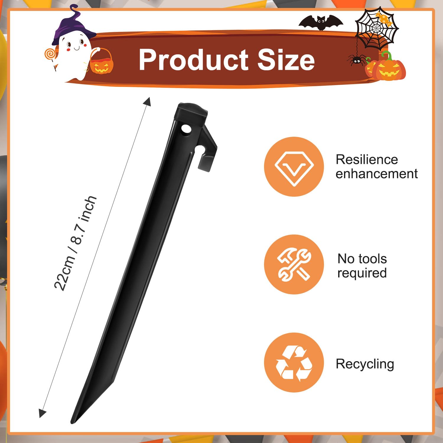 16 Pieces Plastic Inflatable Stakes, 8.7 Inch Inflatable Tent Stakes Replacement Inflatable Stakes For Halloween Christm