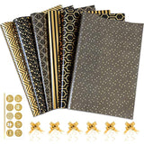 6pcs Black Gold Foil Gift Wrap Set with Bows & Stickers, 27.5x19.6in