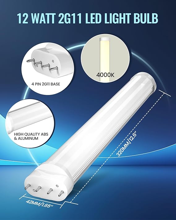2G11 LED Light Bulb 12W 4000K Natural White 4 Pin CFL Replacement Ballast Bypass 12.6 Inch
