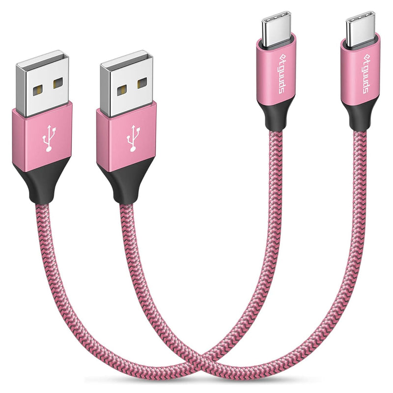 Pink Usb C Cable Short 1Ft, 2-Pack Fast Charging Usb A To Usb C Type Charger C